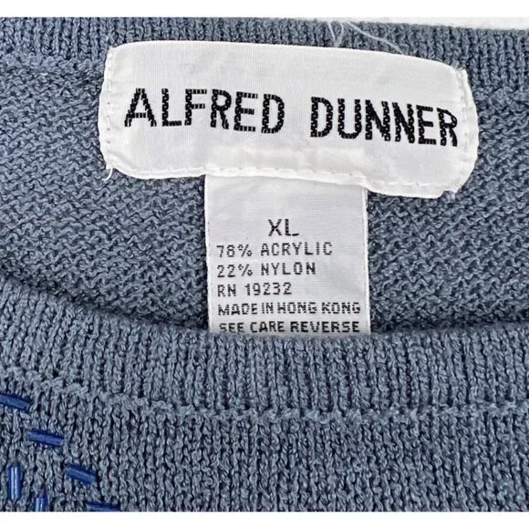 Alfred Dunner XL Beaded‎ Blue Sweater 78% Acrylic 22% Nylon Long Sleeve Women's - Picture 2 of 4